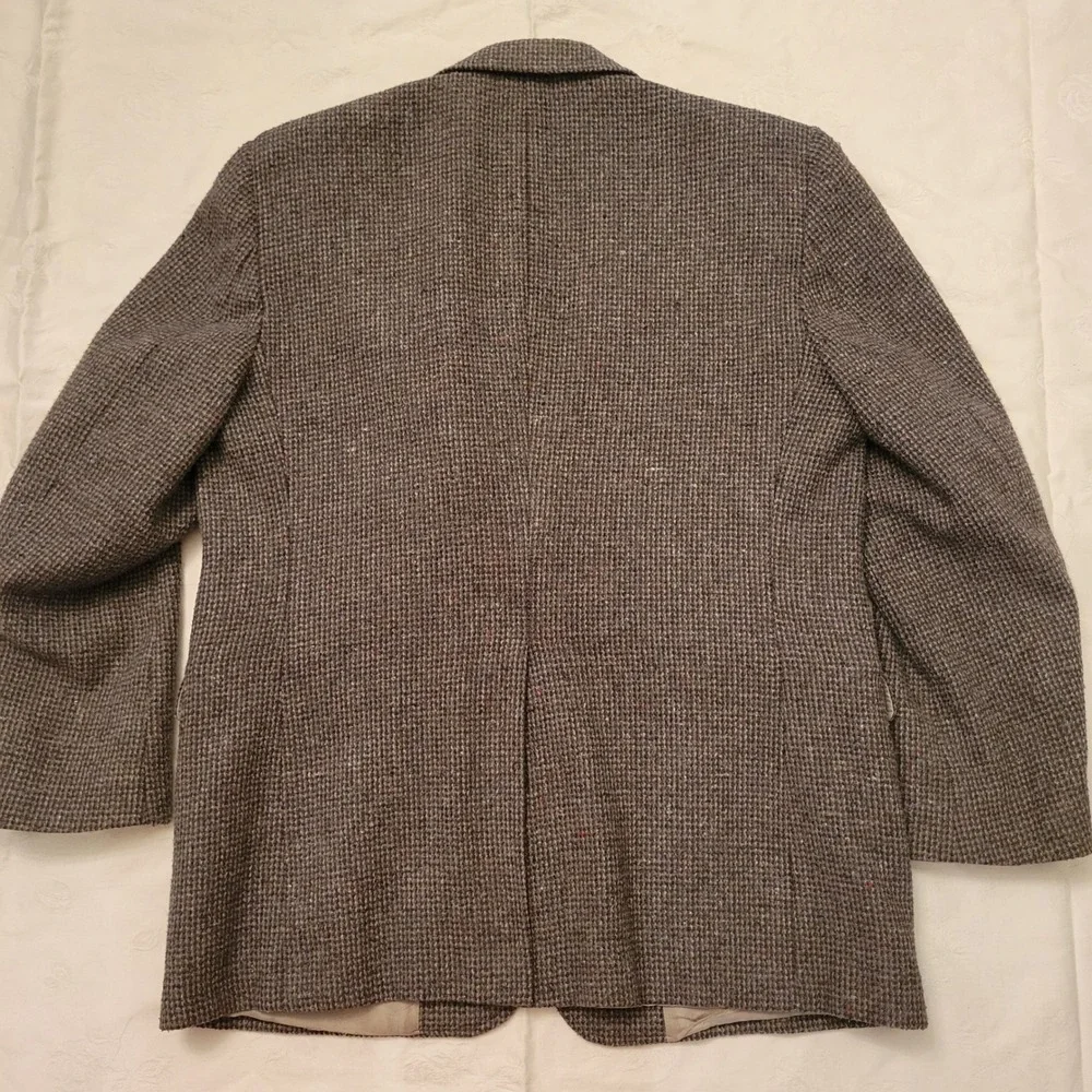 Haggar 44L Blazer Grey Tweed 2 Button Single Vent Academia Sport Coat Preppy